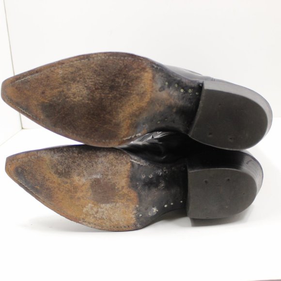 Justin Mens Black Leather with Embroidery Boot - Picture 7 of 7